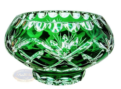 Szmaragdowa kryształowa misa na stopie 16 cm Ananas
