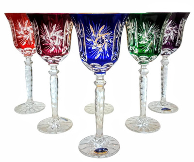 Coloured crystal wine glasses 280ml Olive Mill