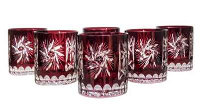 Rubinowe kryształowe szklanki do whisky 280 ml Młynek Oliwka