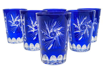 Kobaltowe kryształowe szklanki do shotow 150ml Młynek Oliwka