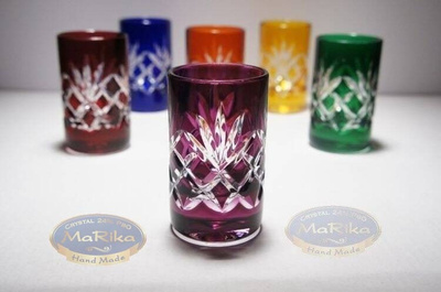 Coloured crystal vodka glasses 30ml