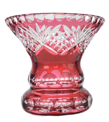 Rubinowy kryształowy wazon 16 cm Ananas