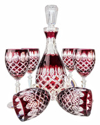 Ruby Crystal Wine Set Crate Olive 6+1