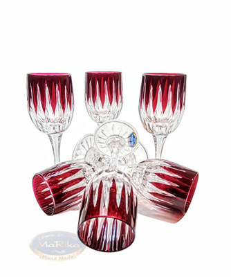 Rubinowe kryształowe kieliszki do likieru Linia 45 ml 6 sztuk