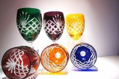 Kolorowe kryształowe kieliszki do wina 220ml Ananas