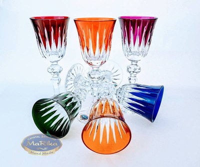 Kolorowe kryształowe kieliszki do likieru Linia 60ml 6 sztuk