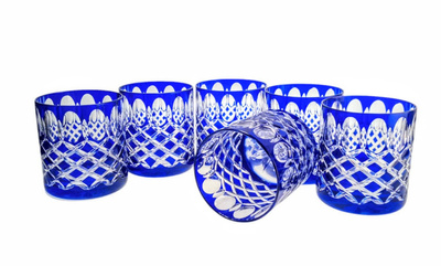 Cobalt crystal whisky glasses 280ml Crate Olive