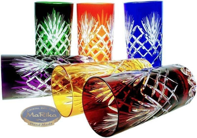 Coloured crystal glasses for water and drinks 320 ml Pineapple