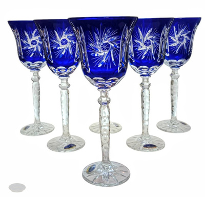 Cobalt crystal wine glasses 280 ml Olive Mill