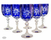 Kobaltowe kryształowe kieliszki do wina 240 ml Młynek Oliwka