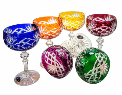 Kolorowe kryształowe kieliszki do szampana 150ml Ananas