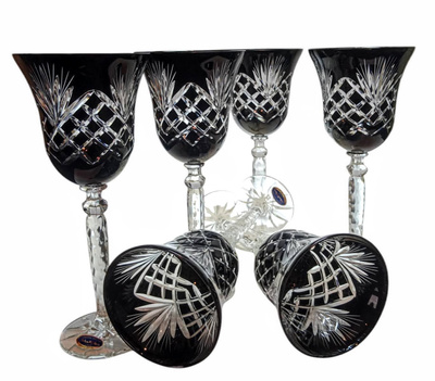 Black crystal wine glasses 280 ml Pineapple