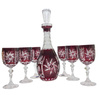 Rubinowy kryształowy zestaw do wina 6+1