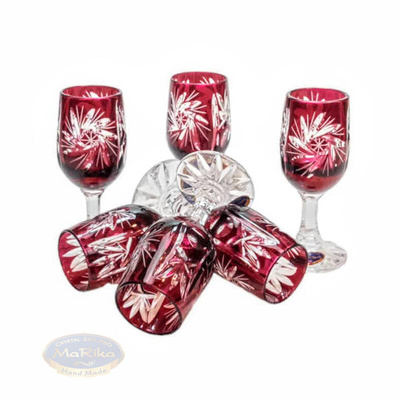 Rubinowe kryształowe kieliszki do wódki 25ml