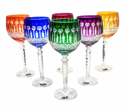 Coloured crystal wine glasses 280ml French