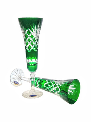 Szmaragdowe kryształowe kieliszki do szampana 170 ml Ananas
