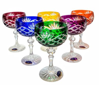 Coloured crystal champagne glasses 150ml Pineapple