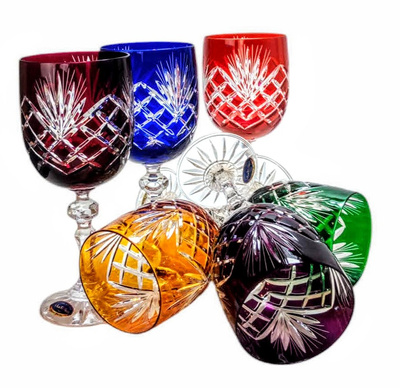 Kolorowe kryształowe kieliszki do wina 240ml Ananas