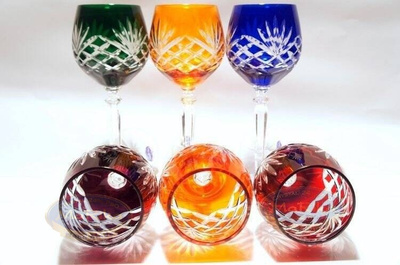 Kolorowe kryształowe kieliszki do wina 280 ml Ananas