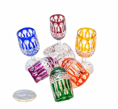 Kolorowe kryształowe kieliszki do wódki 25 ml Francuski