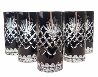 Black crystal glasses for water and drinks 320 ml Pineapple