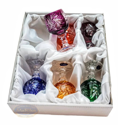 Coloured crystal vodka glasses 40 ml