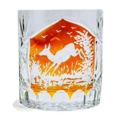 Crystal set with a hunting motif carafe and glasses for whisky