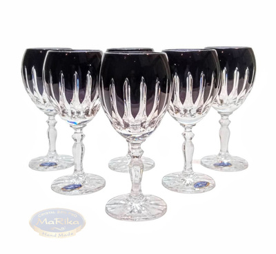 Czarne kryształowe kieliszki do likieru 60ml Linia 6 sztuk