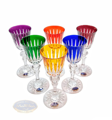 Kolorowe kryształowe kieliszki do likieru Linia 60ml 6 sztuk