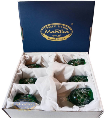 Szmaragdowe kryształowe kieliszki do wódki 25ml Ananas