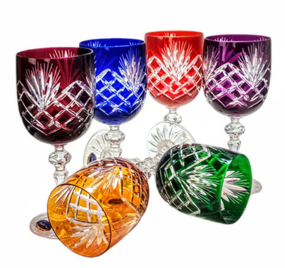 Kolorowe kryształowe kieliszki do wina 240ml Ananas