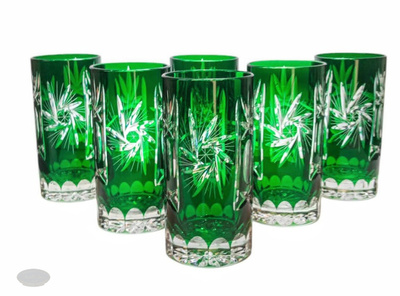 Szmaragdowe kryształowe szklanki do wody 320ml Młynek Oliwka