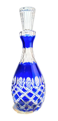 Kobaltowa kryształowa karafka na wino 700 ml Krata Oliwka