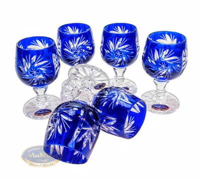 Kobaltowe kryształowe kieliszki do wódki 40 ml Młynek Oliwka