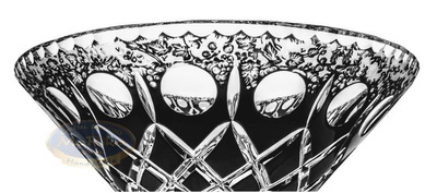 Czarna kryształowa misa na nodze grawerowana