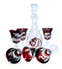 Ruby crystal engraved wine set