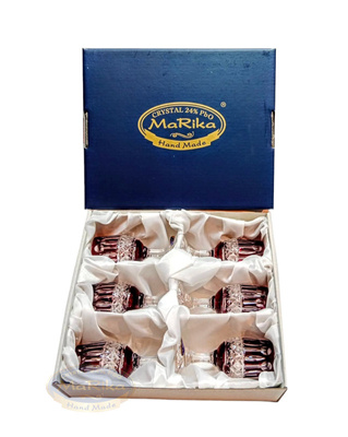 Rubinowe kryształowe kieliszki do wódki 25 ml Francuski