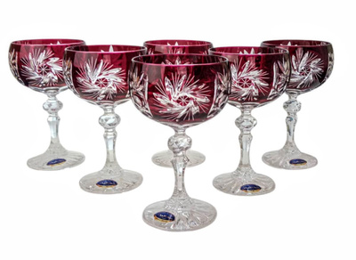 Rubinowe kryształowe kieliszki do szampana 150ml Młynek Oliwka