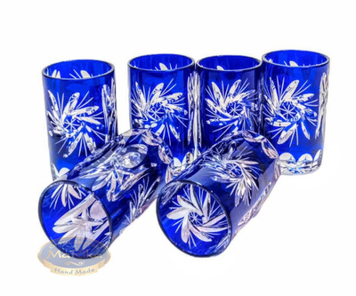 Cobalt crystal vodka glasses 30ml Olive Mill