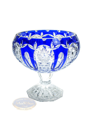 Cobalt crystal legged bowl 25cm Praha