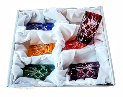 Coloured crystal vodka glasses 30ml