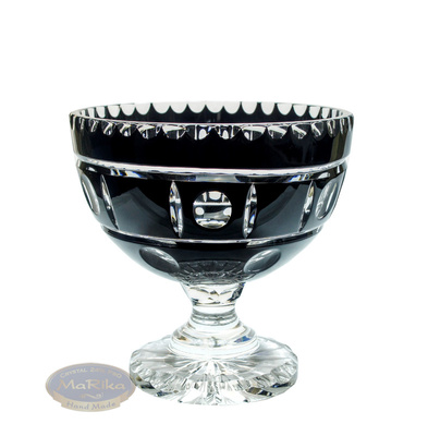 Black crystal legged bowl 20 cm Olive