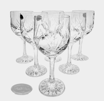 Crystal wine glasses 240 ml 6 pcs Frozen Leaf