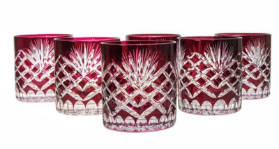 Rubinowe kryształowe szklanki do whisky 280ml Ananas