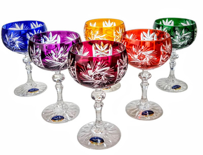 Kolorowe kryształowe kieliszki do szampana 150ml Młynek Oliwka