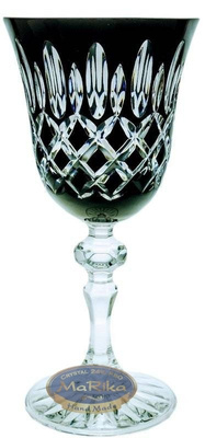 Black crystal wine glasses 220ml Crate Olive