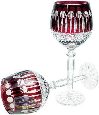 Ruby crystal wine glasses 280 ml French