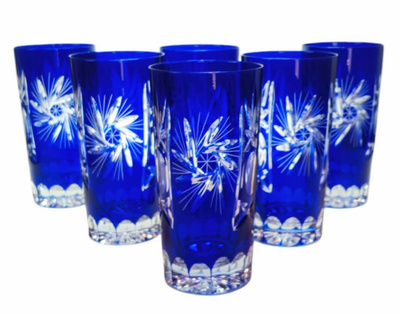 Cobalt crystal water glasses 320ml Olive Mill