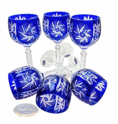 Cobalt crystal wine glasses 280ml Olive Mill