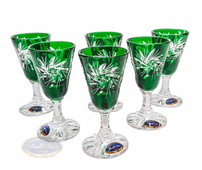 Emerald crystal 40ml vodka glasses Olive Mill